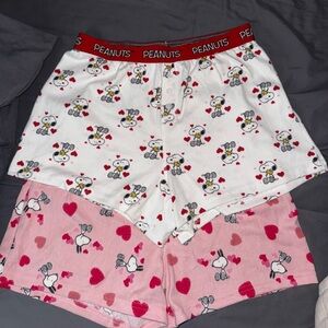 Peanuts Snoopy Pajama Shorts Set - White and Pink